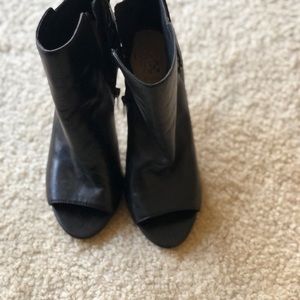 Leather open toe booties